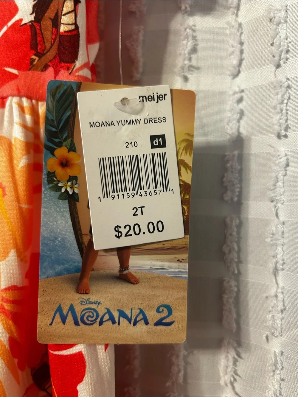 Disney Moana 2 Yummy Dress Girls 2T Red Orange Floral Tropical Flutter Sleeve